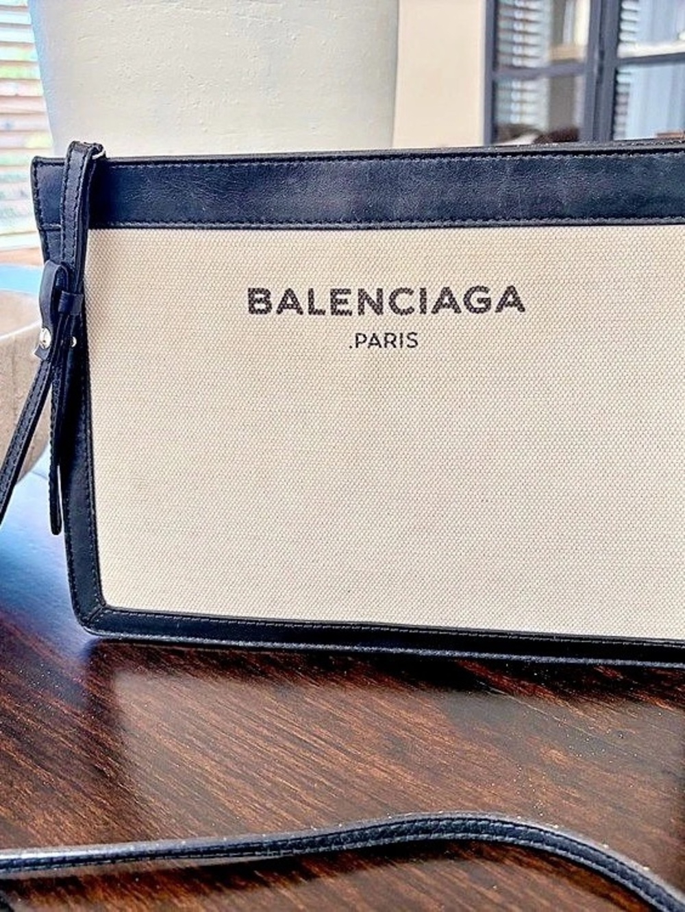 Balenciaga Cabas Canvas Crossbody Bag Black & Cream